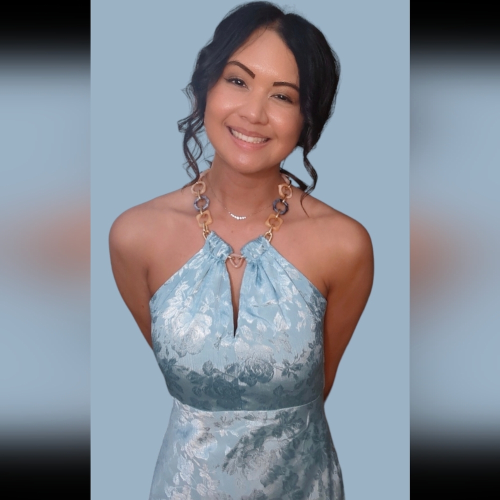 Guess Necklace Halter Textured Satin Dress